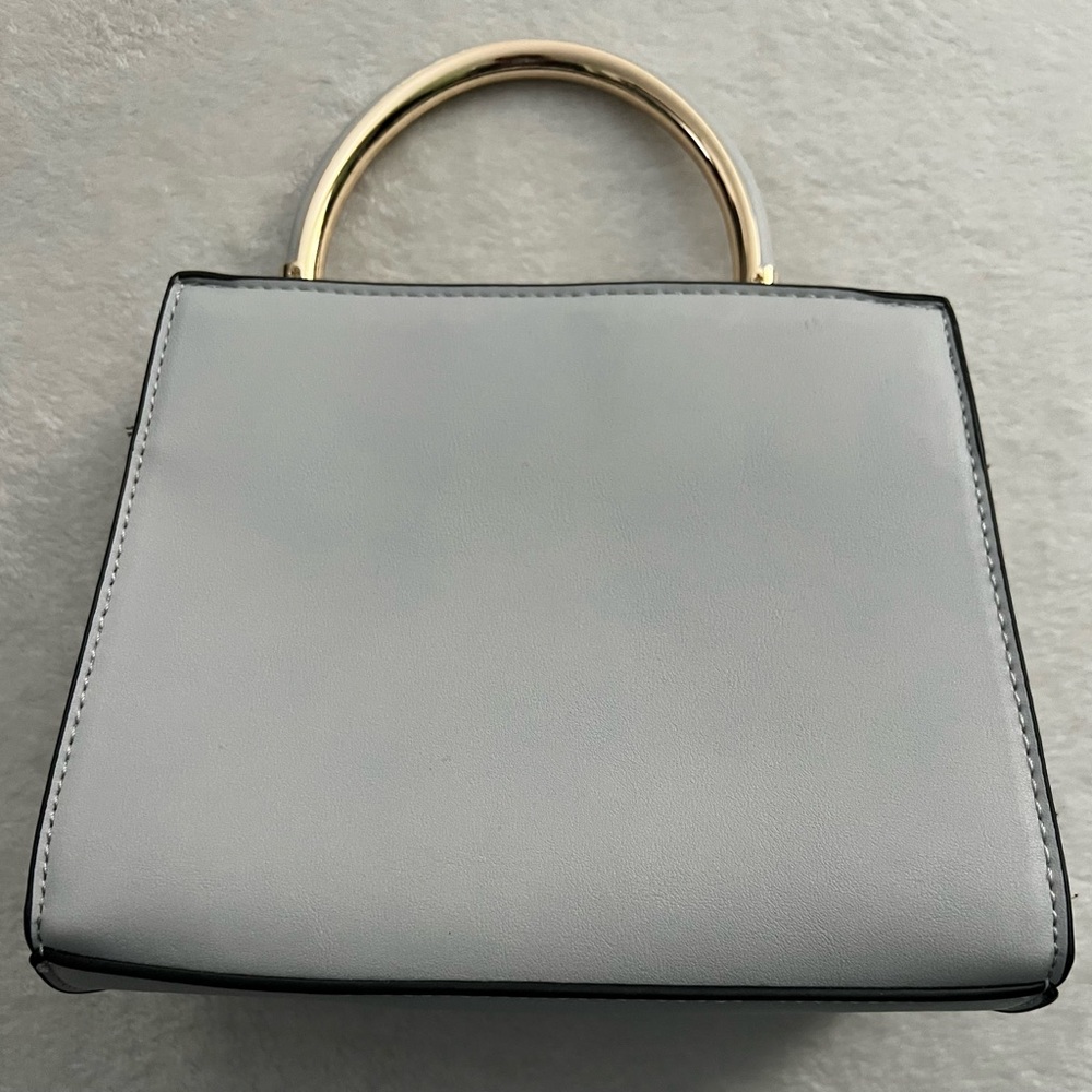 Elegant Light Gray Structures Top Handle Handbag Crossbody with Gold Tone Handle